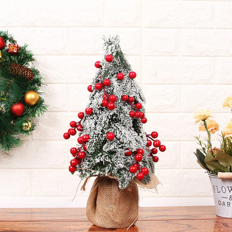 

New Year Christmas Tree Table Decoration Mini Xmas Tree Decorations With Fruit Snowflake Miniature Tree Tabletop Decoration