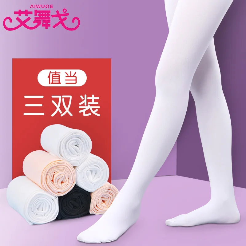 

Children Dance Pantyhose 3-Pack Plus Velvet Autumn And Winter Girls White Gymnastic Patyhose Use Sox Baby Leggings Socks