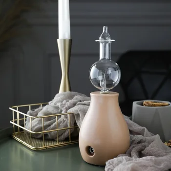 

European Electric Ceramic Glass Aromatherapy Air Fog Nebulizer Pure Essential Oils Diffuser Desktop Humidifier Home with LED