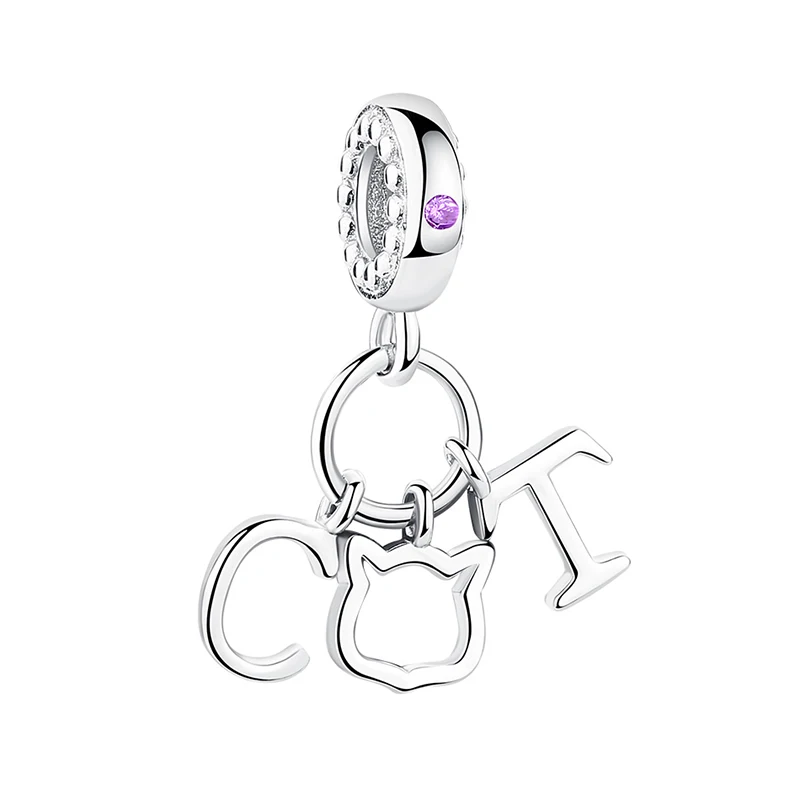Оригинальные очаровательные браслеты ELESHE Pandora, 925 пробы, серебряные, животные, лиса, медведь, кошка, собака, подвески, бусины для женщин, сделай сам, изготовление ювелирных изделий - Цвет: PY1759