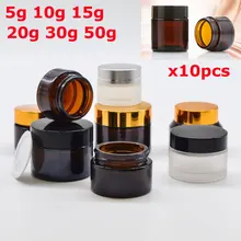 10 шт. x 5 г 10 г 15 г 20 г 30 г 50 г янтарный прозрачный контейнер для стеклянных банок косметический крем лосьон порошок матовый горшок дорожная бутылка