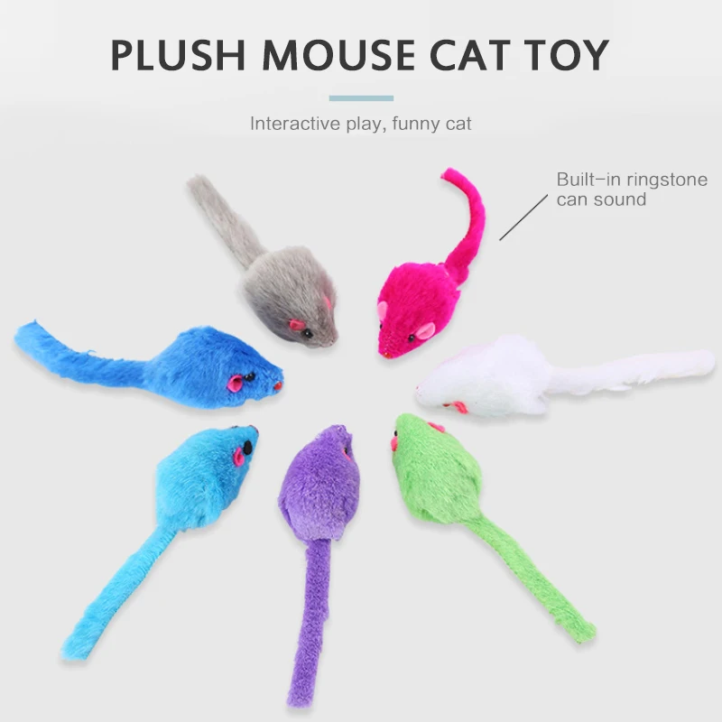 1pcs Cute Cat Toys Plush Fur Toy False Mouse Toys Pet Kitten Funny Rat Safety Plush Little Mouse Interactive Playing Toy Gift