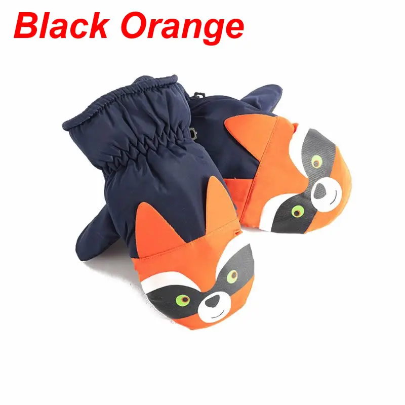 Black Orange KLV детские перчатки зимние теплые уличные перчатки для лыжного спорта водонепроницаемые ветрозащитные спортивные перчатки детские варежки - Цвет: Black Orange