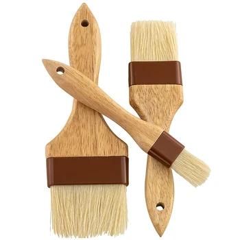 

Restaurant-Grade Boar Hair Pastry and Basting Brush Set of 3. Ultra-Fine Hardwood Flat Brushes for Spreading Butter