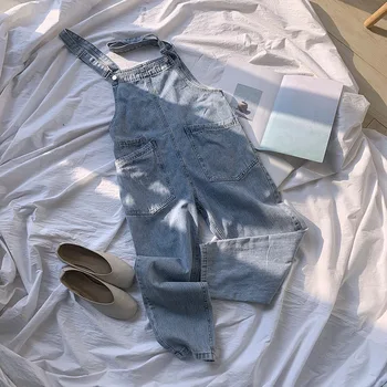 

Song Ming Bib Female 2020 Loose Age Reduction Straight Tube Slimming Feeling Jeans W010f