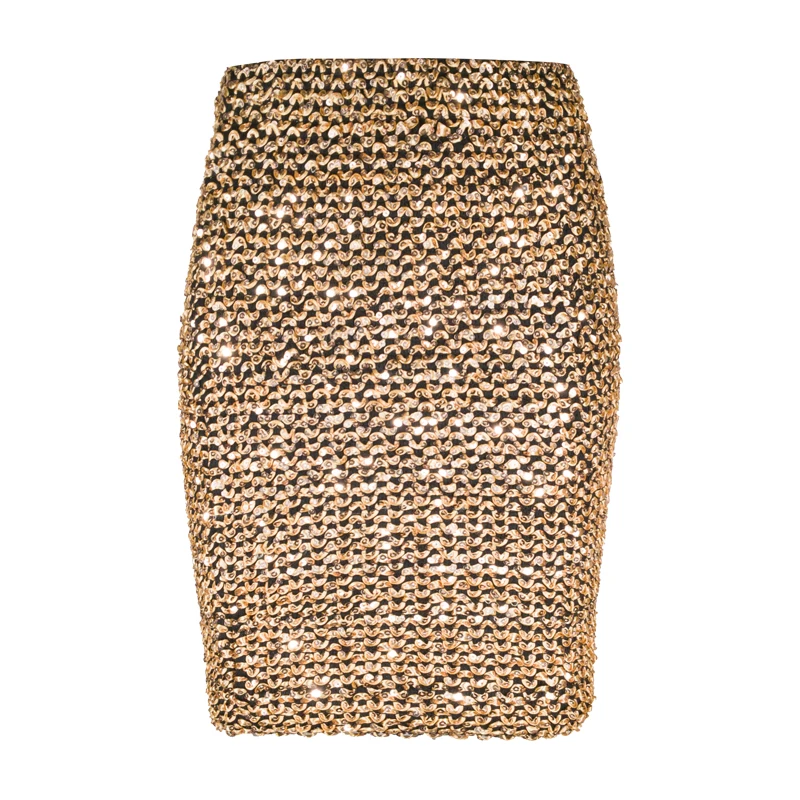 Gold Sequined Bodycon Pencil Skirt in Skirts