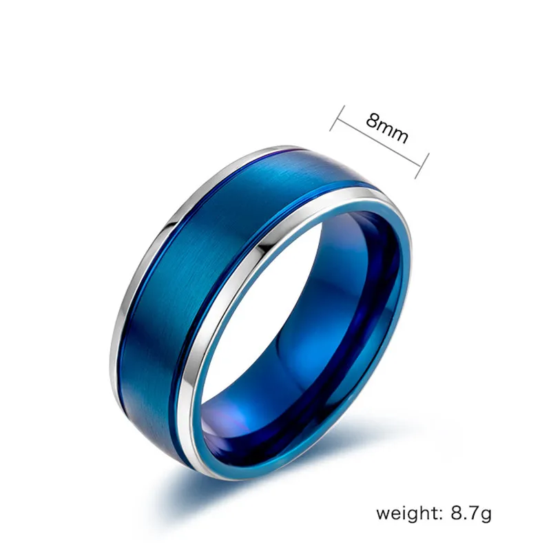 8 мм Мужской Титановый стальной Свадебный кольцо матовый двойной цвет обручальное кольцо для помолвки кольцо Комфорт Размер 8-13