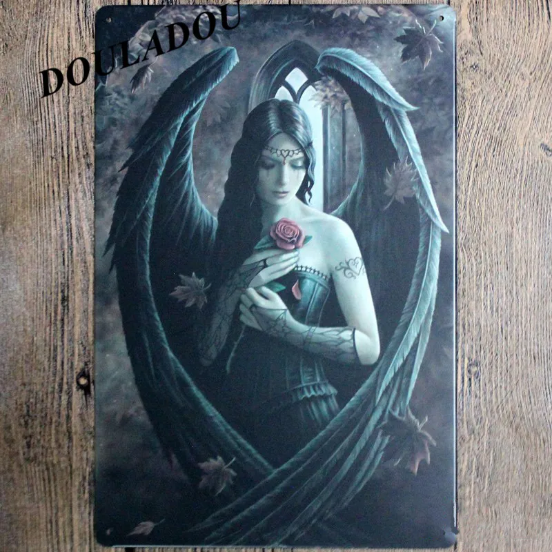 [Douladou] Devils и ангелы, женское нижнее белье, жестяные вывески «Garage» Стены Стикеры Винтаж Стиль художественная Стикеры 20x30 см - Цвет: 6