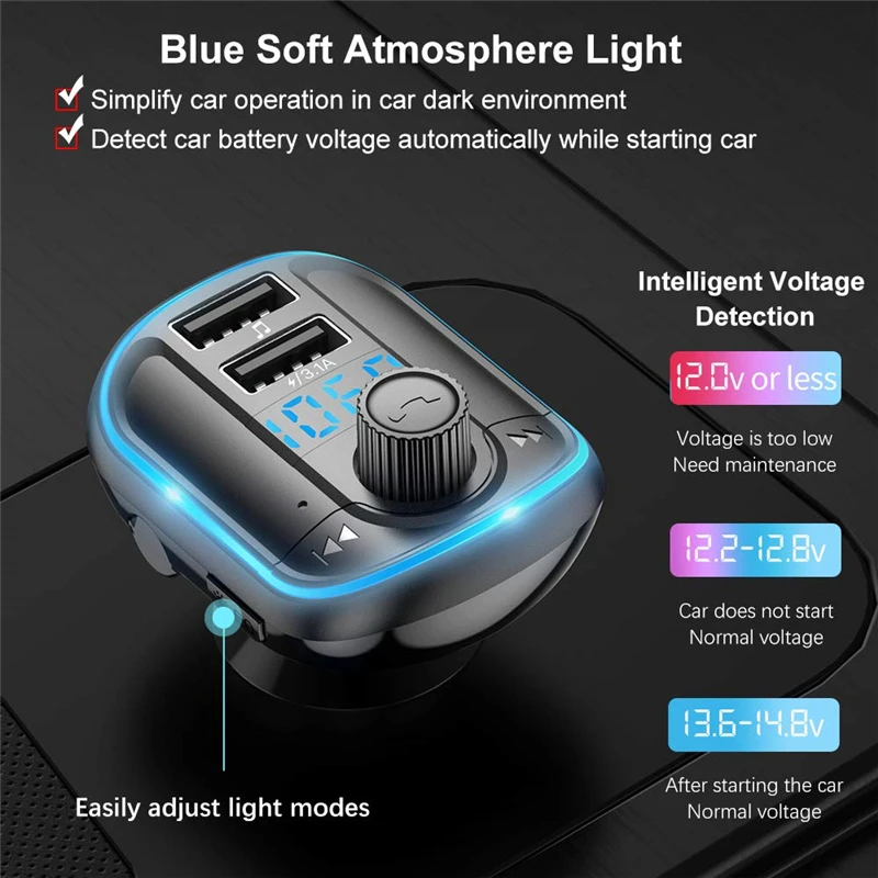 Новинка 2020 модулятор FM передатчика со вспышкой Bluetooth 5 0 автомобильный комплект