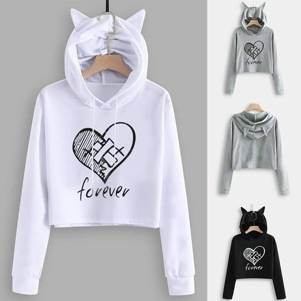 Женская толстовка с капюшоном и принтом длинным рукавом|Толстовки свитшоты| |