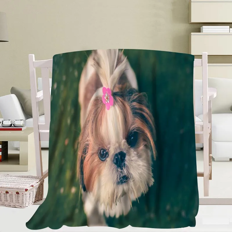 Новое поступление, Shih Tzu, одеяла для собак, 3D печать, мягкое одеяло для дома/дивана/постельных принадлежностей, переносное, для взрослых, для путешествий, одеяло