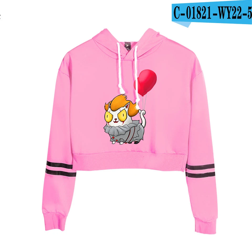pink It Chapter 2 Navel hoody women aikooki новые модные популярные толстовки с принтом It Chapter 2 худи с высокой талией Черный Повседневный Топ - Цвет: pink