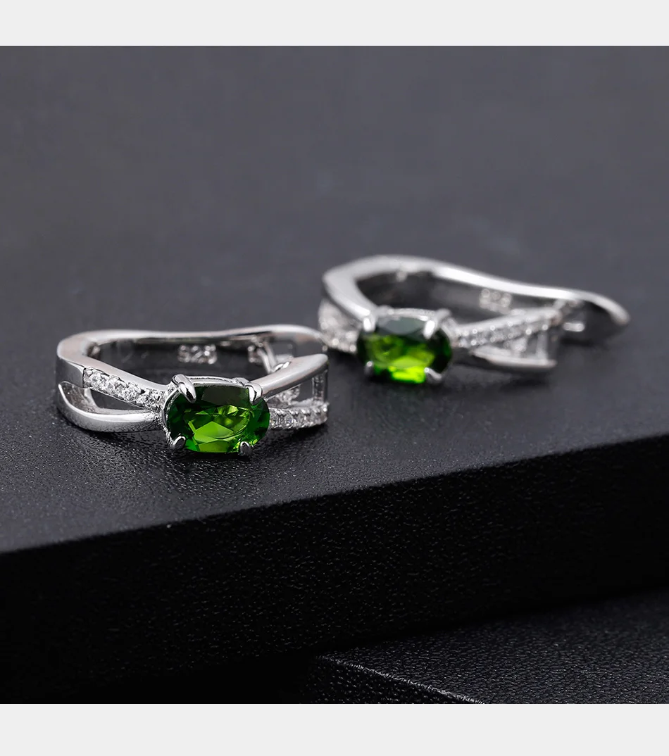 GEM'S балетные 925 пробы серебряные модные серьги 1.06Ct натуральный хром диопсид драгоценный камень клипсы для женщин хорошее ювелирное изделие