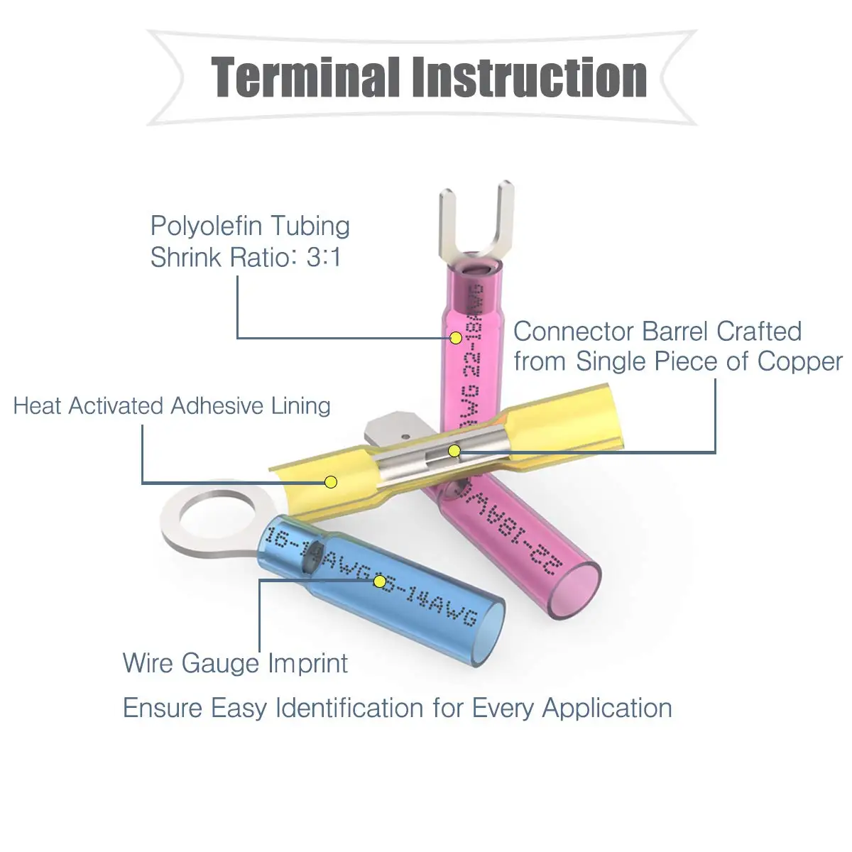retrátil, conectores de crimpagem elétrica isolados à