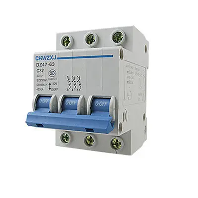 

DZ47-63 C32 MCB Mini Circuit Breaker 32A 400V 50/60Hz 3 Poles