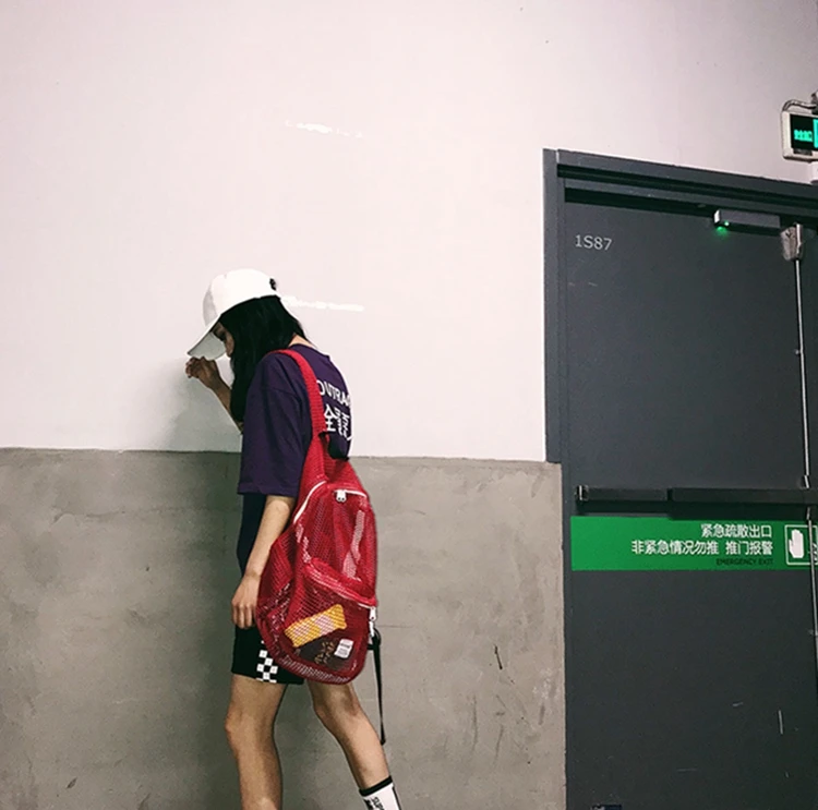 Ins модный рюкзак Harajuku ulzzang, рюкзак для девочек, Простой Школьный студенческий рюкзак, сетчатый рюкзак для серфинга