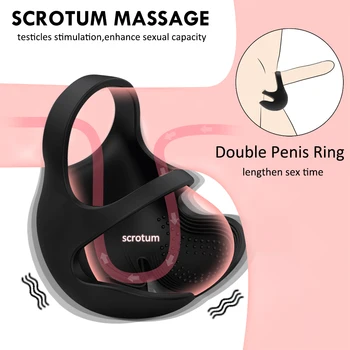Wireless Remote Penis Vibrating Ring Dildo Vibrators For Men Scrotum Massager Male Chastity Cage Testicle Bondage Adult Sex Toys 3