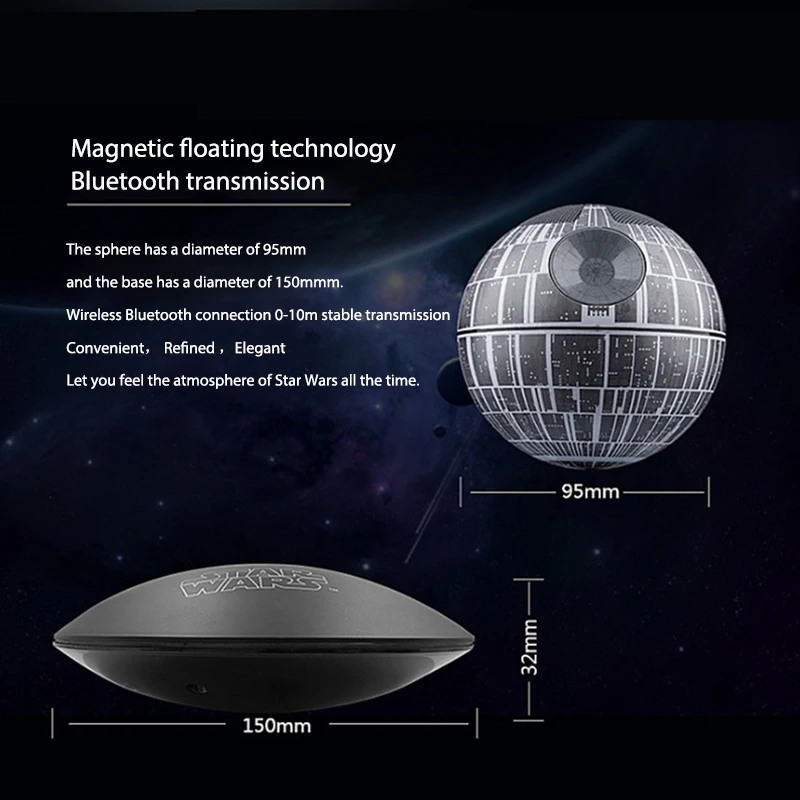 Bluetooth беспроводной стерео вращающийся 360 градусов Maglev Bluetooth колонки Звездные войны, Звезда смерти maglev динамик