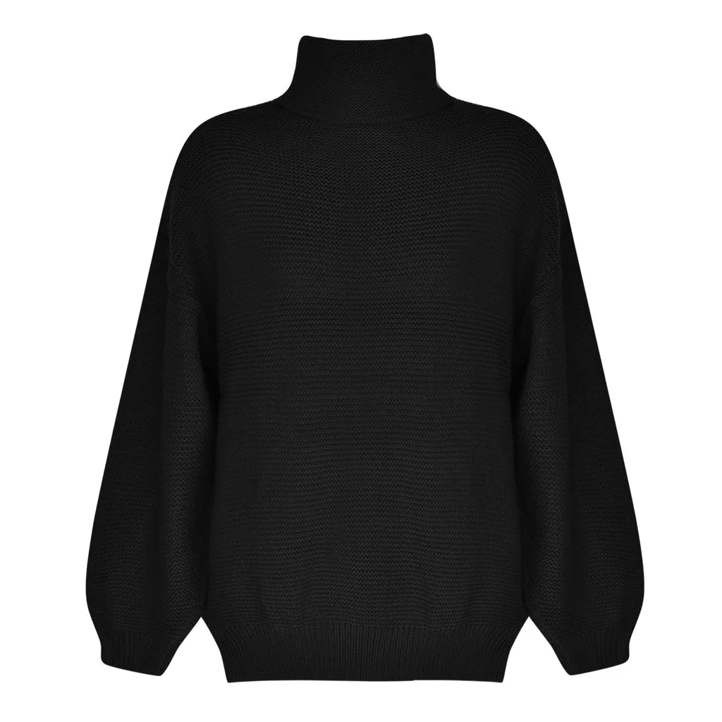 JAYCOSIN Women Oversize Basic Knitted Sweater Female Solid Turtleneck Collar Pullovers Warm Fashion OL Commuting Pure Color