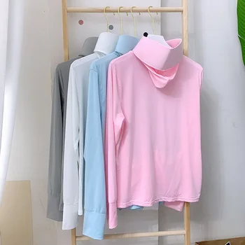 

Tops Women's Summer Face Covering Thin Multi-functional Solid Color Parent and Child Cycling Driving Casual Loose Thin Tops