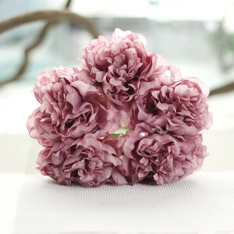 5 Head Silk Artificial Peony Flowers Hydrangea Fake Leaf Wedding Bridal Party