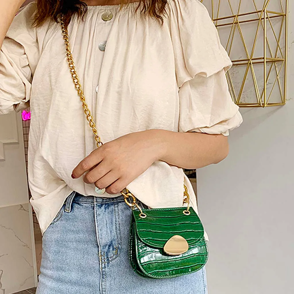 

New Women's Fashion Stone Shoulder Bag Chain Diagonal Bag Solid Color Handbag 9.11