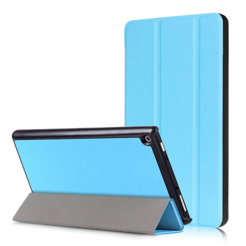 Тонкий магнитный складной чехол для Kindle New Fire HD8 HD 8, защитный чехол для планшета+ пленка+ стилус - Цвет: Sky Blue