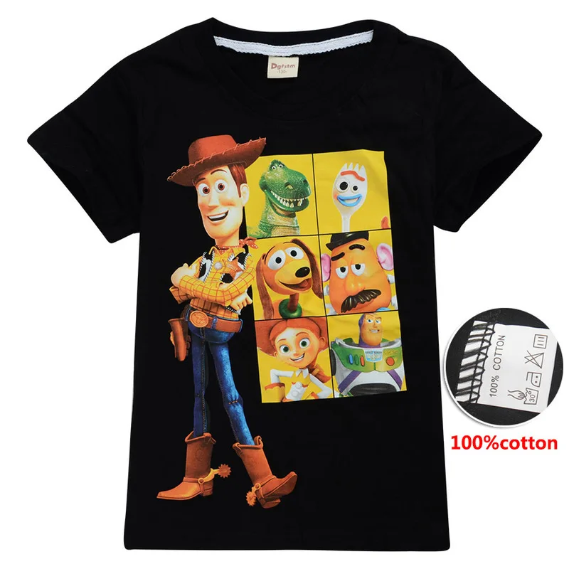 Toy Story/футболка 4 лет летняя футболка топы с короткими рукавами в стиле фильма, Толстовка футболки для девочек и мальчиков детская повседневная спортивная одежда