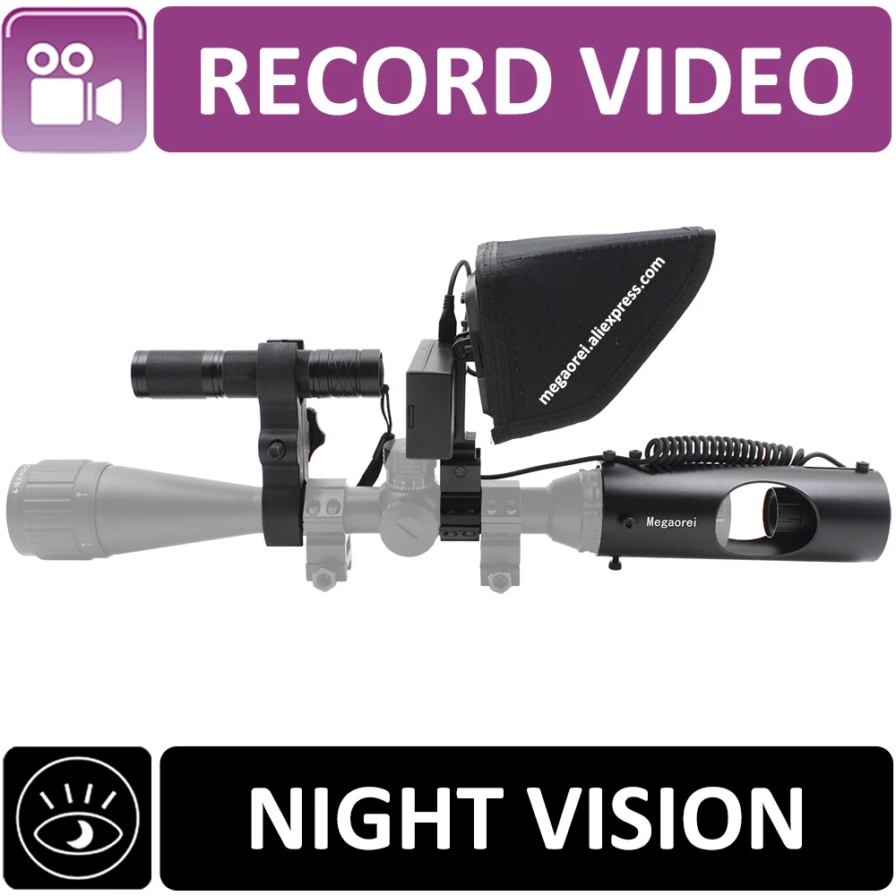 Monitor com Telescópio Monóculos com Visão Tática para Rifles com Visão Infravermelha e Proteção Noturna Solar Megaorei2 720p
