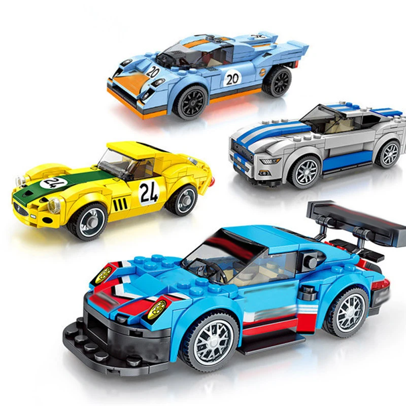 4 шт. создатель города Technic Super Racers speed Champions спортивный гоночный автомобиль строительные блоки кирпичи наборы детские игрушки подарки - Цвет: Цвет: желтый