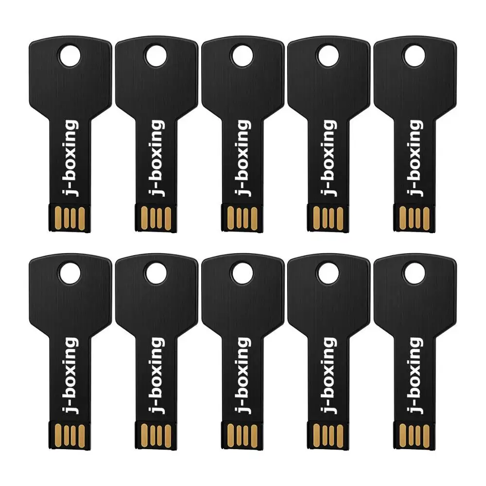 J-бокс USB флэш-накопители ключ Форма 10 шт./упак. 1 Гб 2 ГБ 4 ГБ 8 ГБ оперативной памяти, 16 Гб встроенной памяти, 32 ГБ флэш-накопитель USB флэш-карты флэш-накопитель для компьютера Mac подарки - Цвет: Черный
