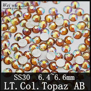 Для ваших красивых DIY стеклянных камней LT. COL. Topaz AB SS30 288 шт не горячей фиксации Стразы