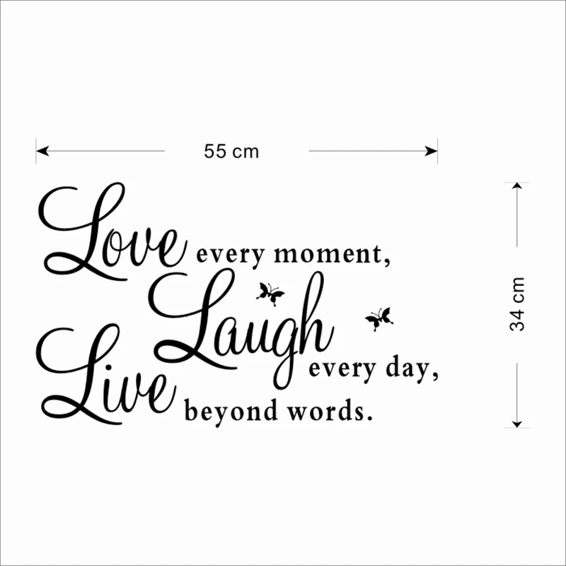 Live Every Moment Laugh Every Day Love Beyond Word Inspirational Quotes Wall Art Stickers Bedroom Home Decoration Diy Pvc Decal