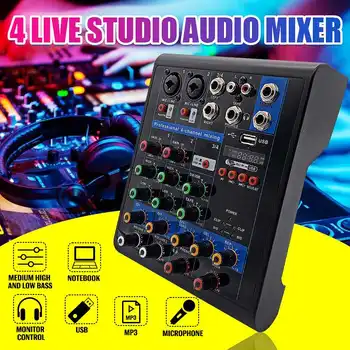 

Professional 4-Channel Mixer Karaoke DJ Studio Audio Mixing Console for Home Karaoke USB Live Stage Karaoke Performance