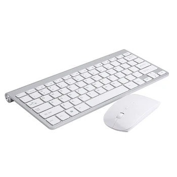 

2.4Ghz Ultra-Thin Wireless Keyboard and Mouse Combo with USB Receiver Mouse Keyboard Set for Apple PC(Silver)