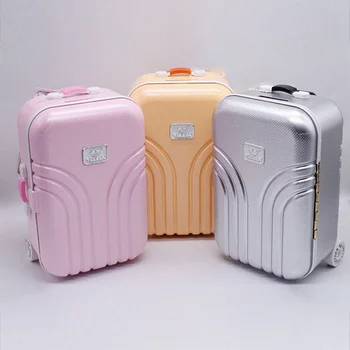 

12*17cm Kid Doll Travel Suitcase Pink Silver Orange Suitcase For Girl Kids Doll Accessories Gift