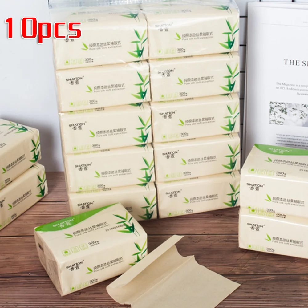 

10 Packs Bamboo Fiber Unbleached Paper Napkins Bamboo Pulp Paper Towel Skin-friendly Comfortable Dense And Thick