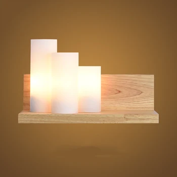 

Modern Lights Loft Glass Oak Wood LED Wall Lamps Lights Bedroom Bedside Study Room Home Lighting Wall Lights Sconce Solid Wooden
