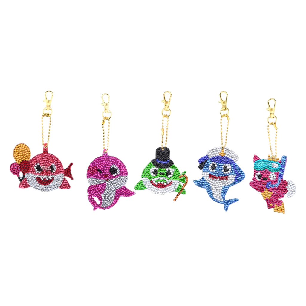 Handmade Diamond Painting Crafts Keyring Keychain Pendant - Sea Fish Design