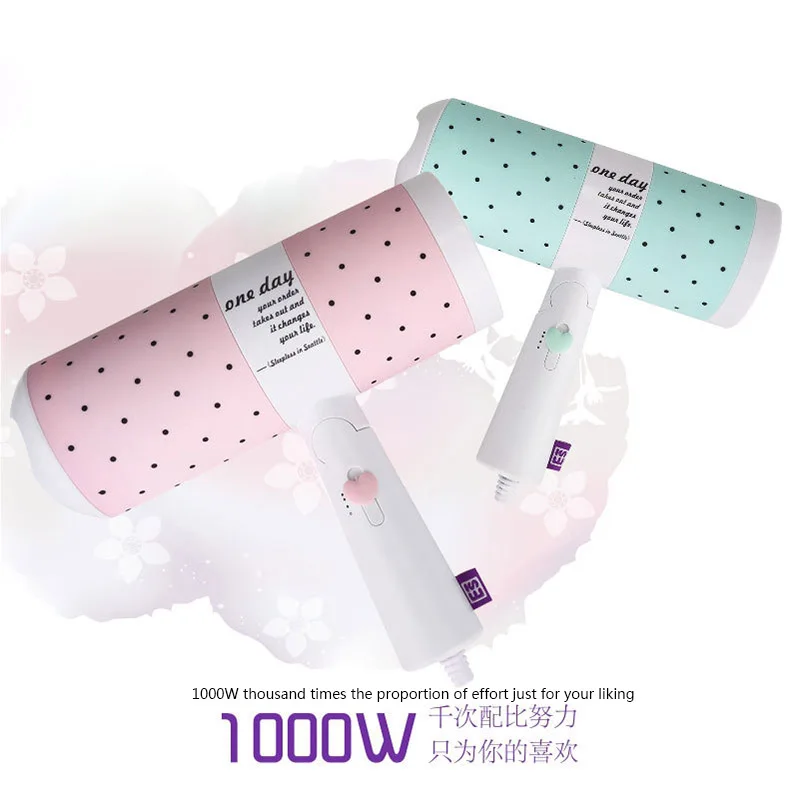 Pink 220 В фен ЕС plug Складная ручка фен профессиональный фен для волос 1000 Вт домашний подарок путешествия ITAS7713 - Цвет: Pink