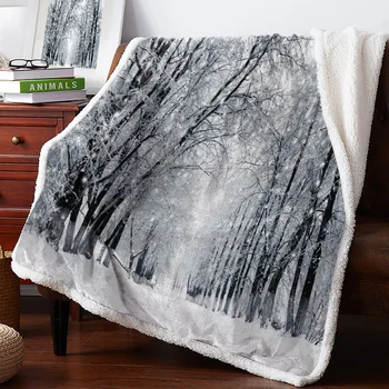

BIGHOUSES Throw Blanket Forest Snow Winter Scenery Scenery Fleece Blankets Personalized Blankets Bedclothes