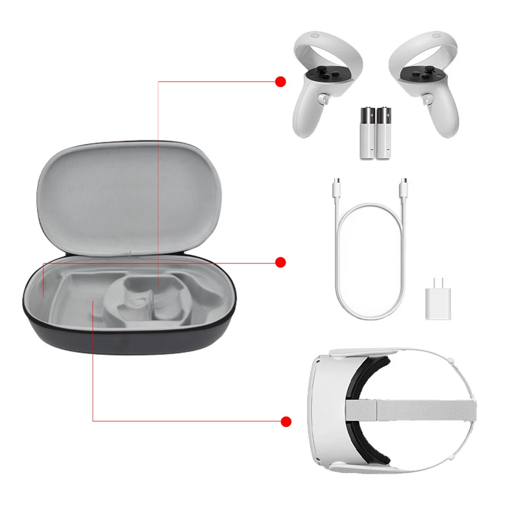 EVA Hard Carrying Case for Oculus Quest 2 VR Headset Controller Waterproof Case Travel Portable Protective Carrying Case