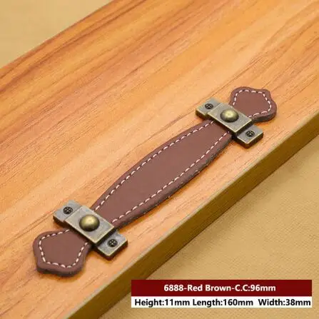 1PCS Leather Handle Bag Handle Drawer Door Knob Brown Black Furniture Handle Hardware Decoration Zinc Alloy Cabinet Dresser MBS0010-5