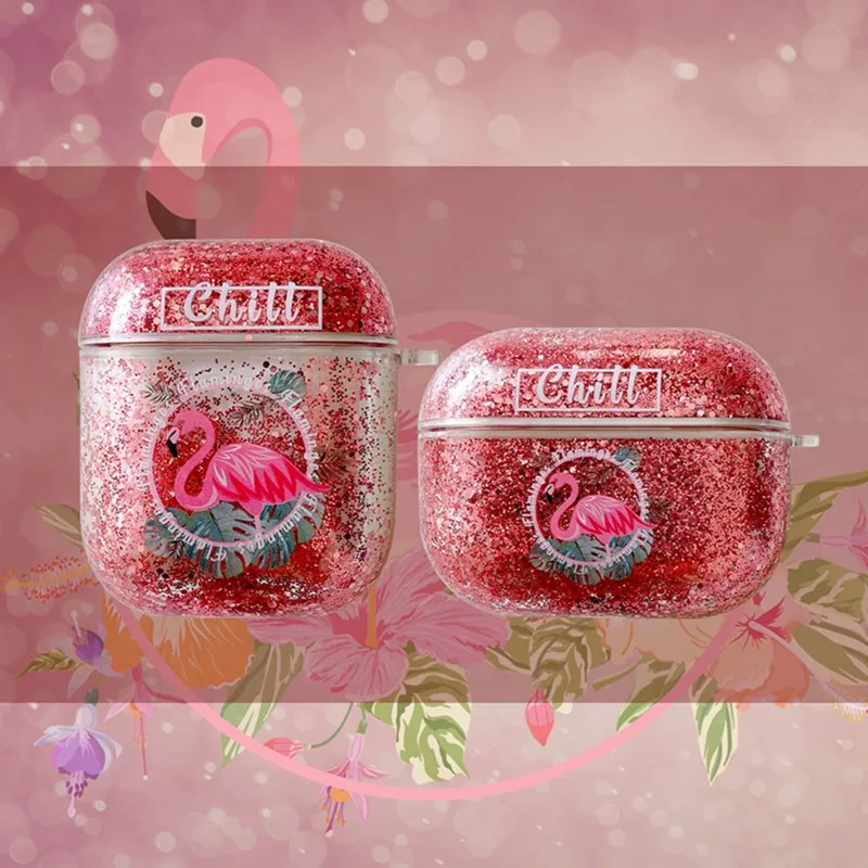 

Creative Red Golden Foil Protect Cover Lovely Flamingo Soft Anti-fall Case for Airpods 1 2 for AirPods pro Charging Box