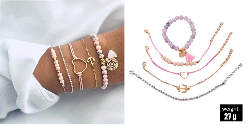New Styles Hot Mix Turtle Heart Pearl Wave LOVE Crystal Marble Charm Bracelets for Women Boho Tassel Bracelet Jewelry Wholesale