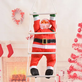 

60cm Party Santa Claus Doll Christmas Decor Toys Tree Pendant New Year Door Wall Rope Ladder Hanging Ornament Indoor Outdoor