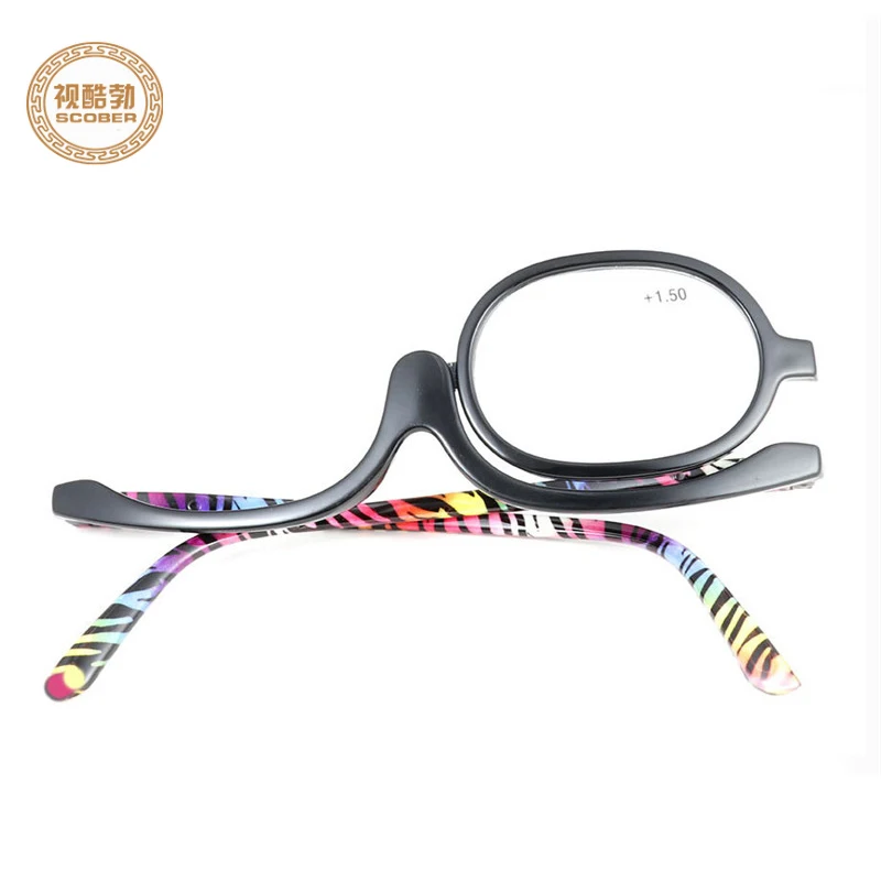 

2019 Women's multicolored makeup glasses can be rotated reading glasses frame single glasses frame reading glasses