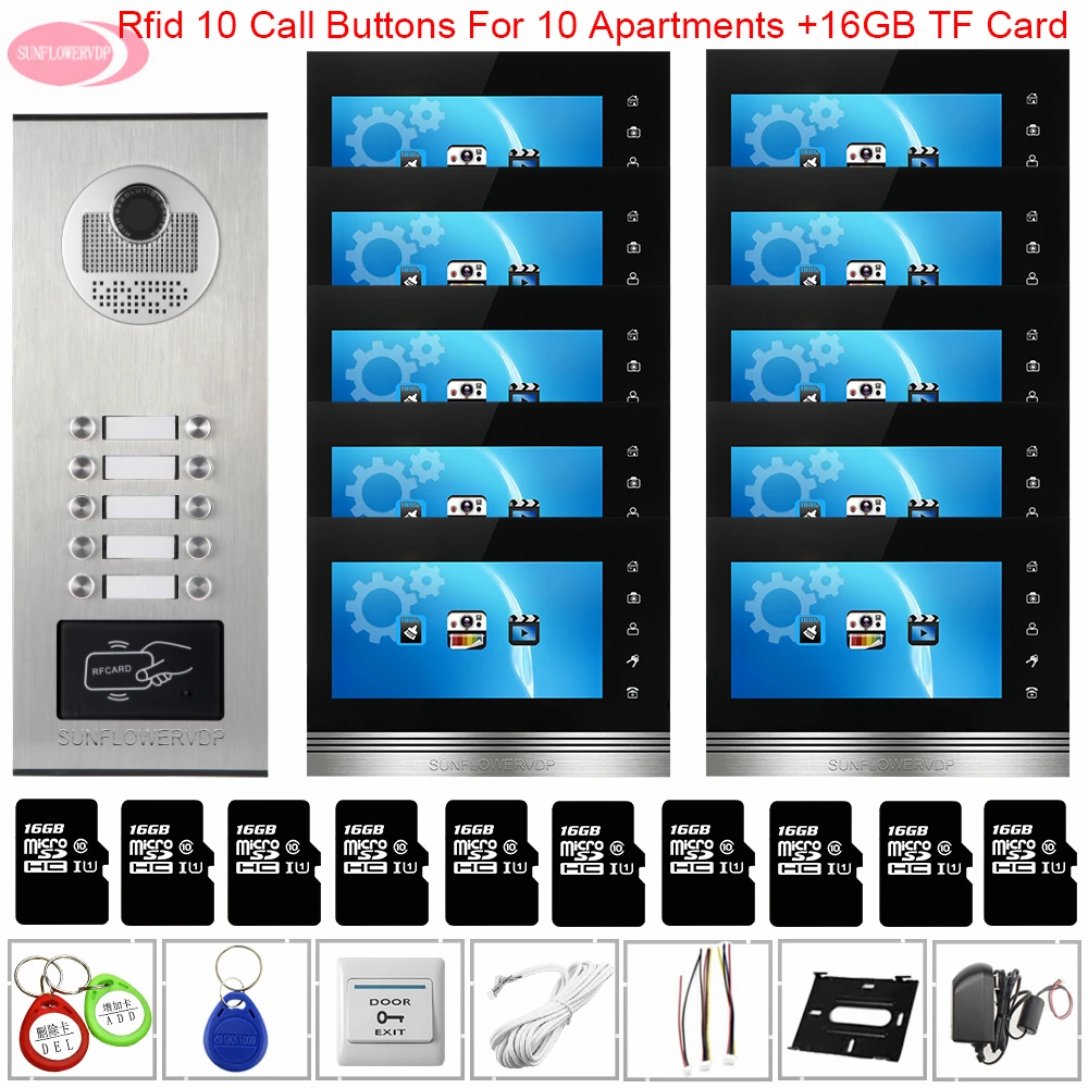 Video Call Intercoms for a Private House 7inchs Video Intercom With Recording +16 GB TF Card Access Control Wired Video Doorbell Video Call Intercoms for a Private House 7inchs Video Intercom With Recording +16 GB TF Card Access Control Wired Video Doorbell