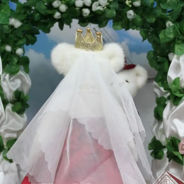 2pcs Creative Lucky Teddy Bear Couple for Christmas gift Red Full Dress White Bear Wedding doll decoration children plush toy