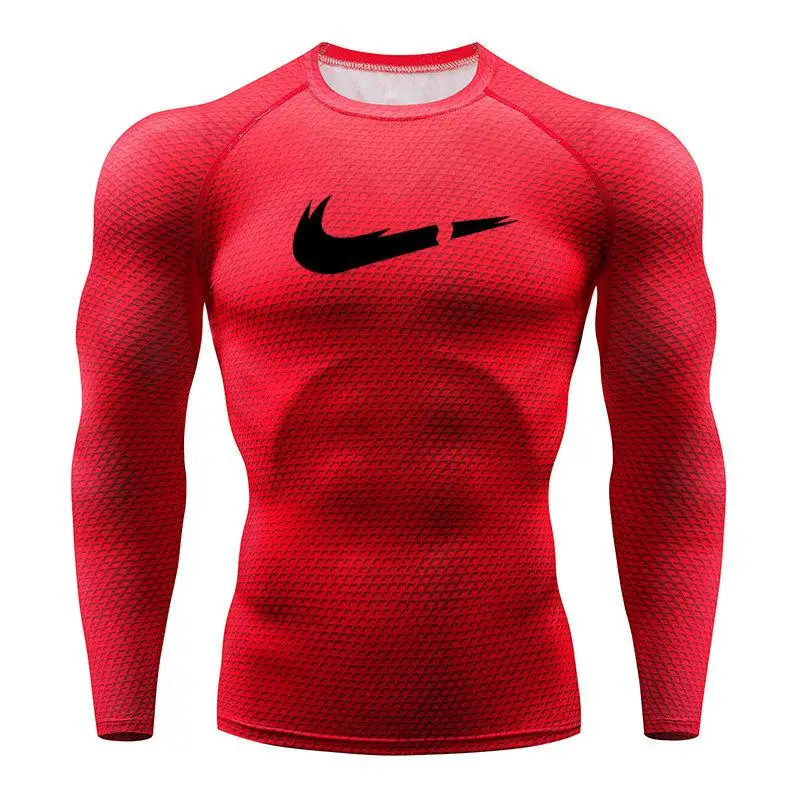 Весенняя и осенняя Спортивная футболка для фитнеса, Мужская компрессионная быстросохнущая одежда для бега и фитнеса, мужская спортивная одежда для бега